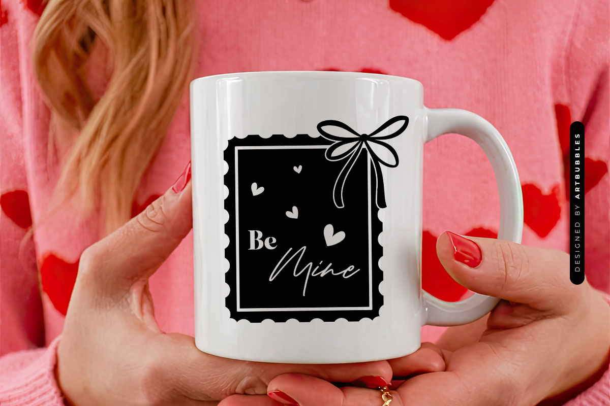 Coquette Be Mine Valentine Postal Stamp SVG Mug Mockup Image.jpg