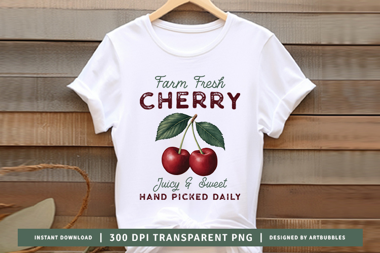 Farm Fresh Cherry - Vintage Fruit Sublimation Shirt Mockup Image.jpg