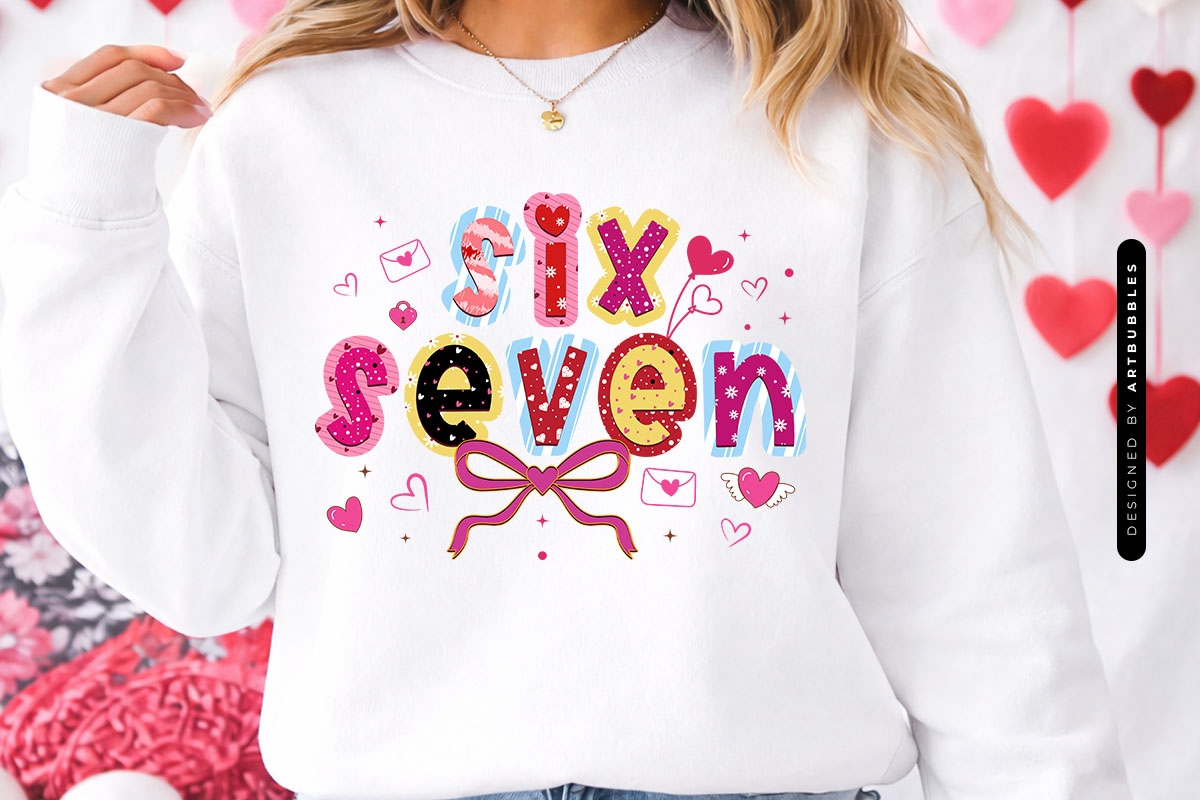Six Seven Valentine's Day Sublimation PNG