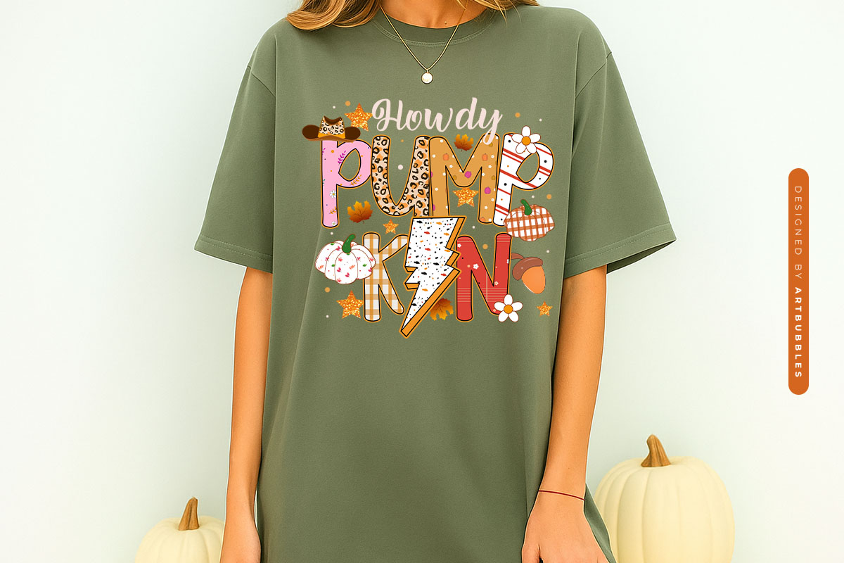 Howdy Pumpkin - Preppy Fall Sublimation Shirt Mockup Image.jpg