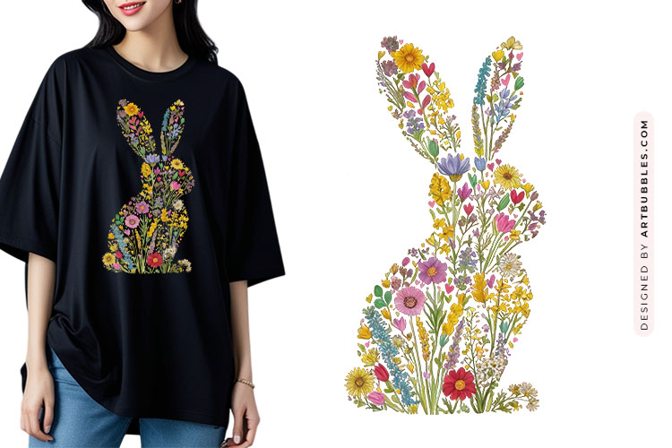Floral Bunny Easter Clipart Illustration Image.jpg