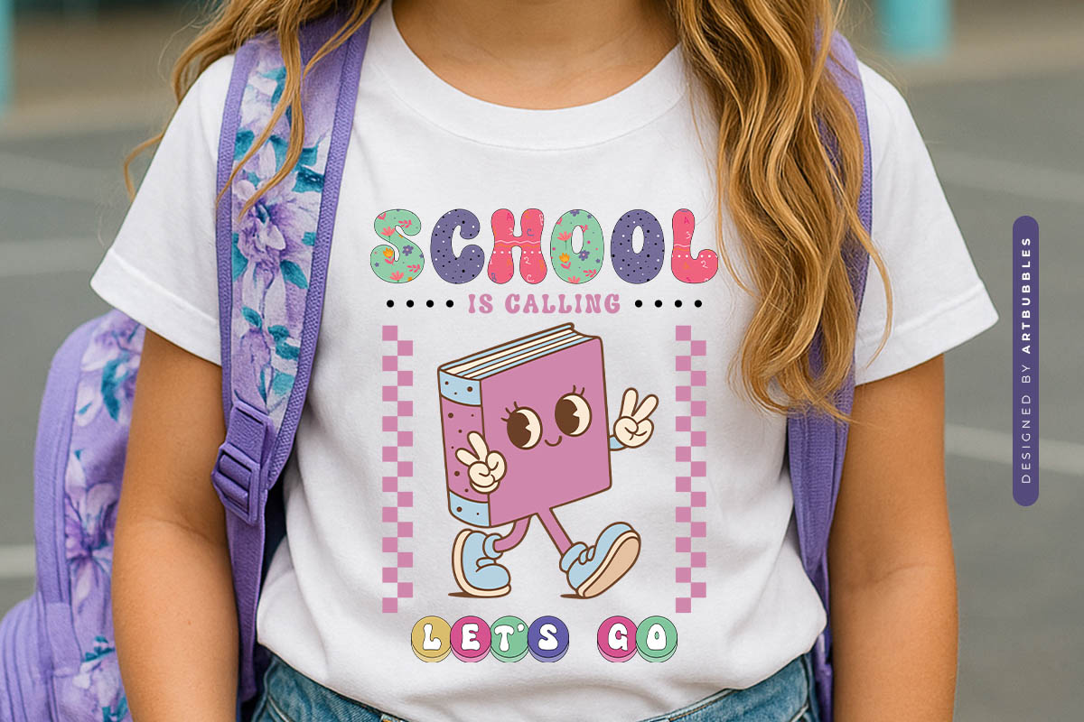School is Calling Let's Go - Retro Back to School PNG Shirt Mockup Image.jpg