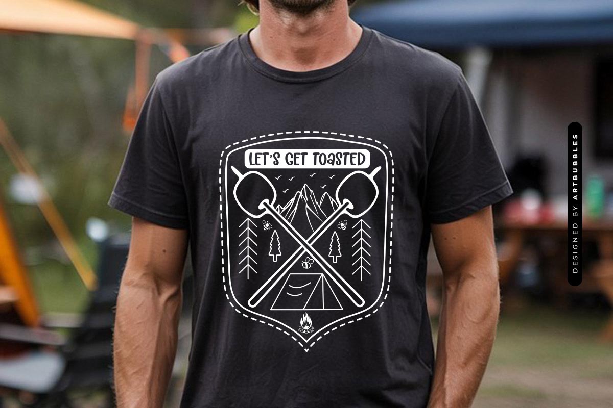 Let's Get Toasted - Camping Silhouette SVG Shirt Mockup Image.jpg
