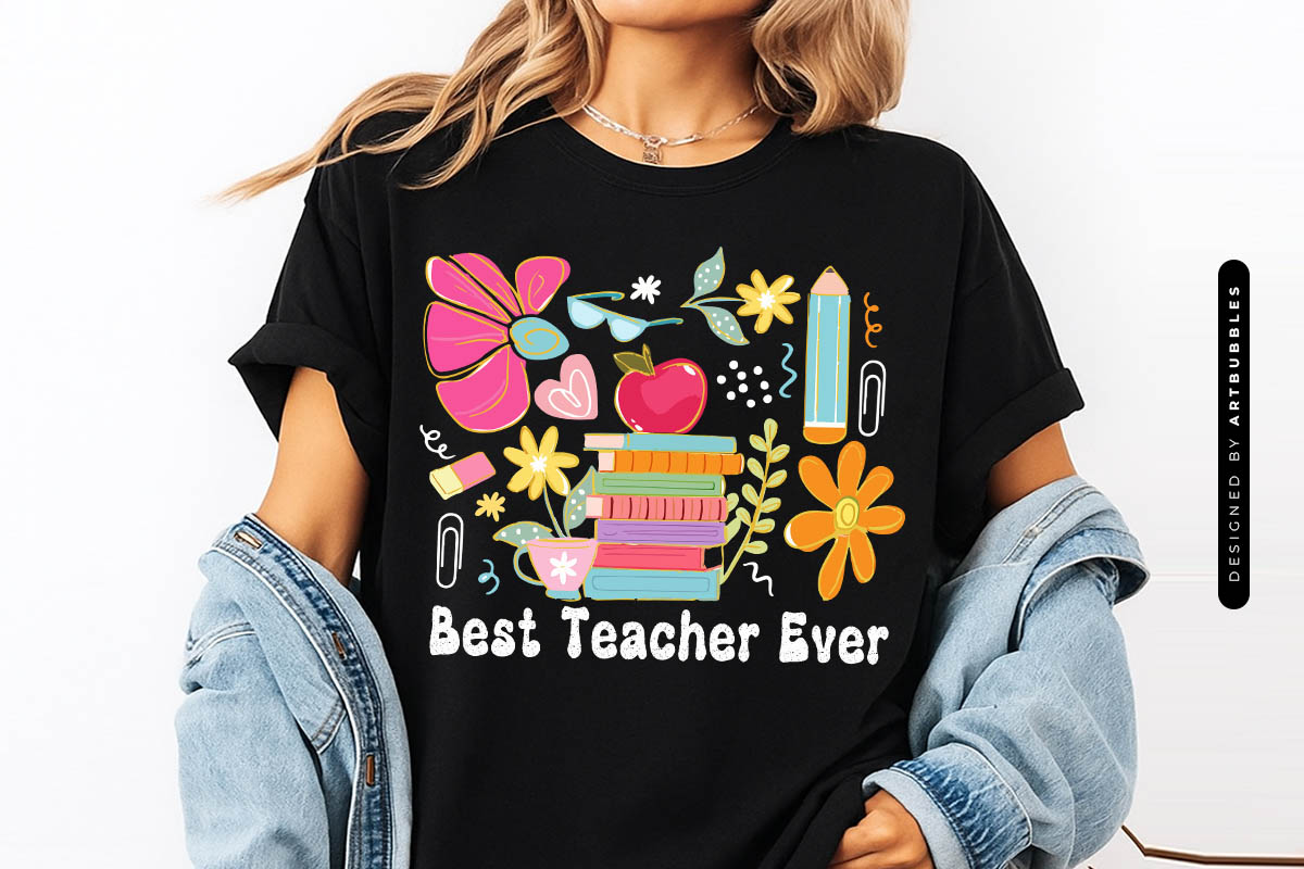 Best Teacher Ever Retro Sublimation Design Shirt Mockup Image.jpg
