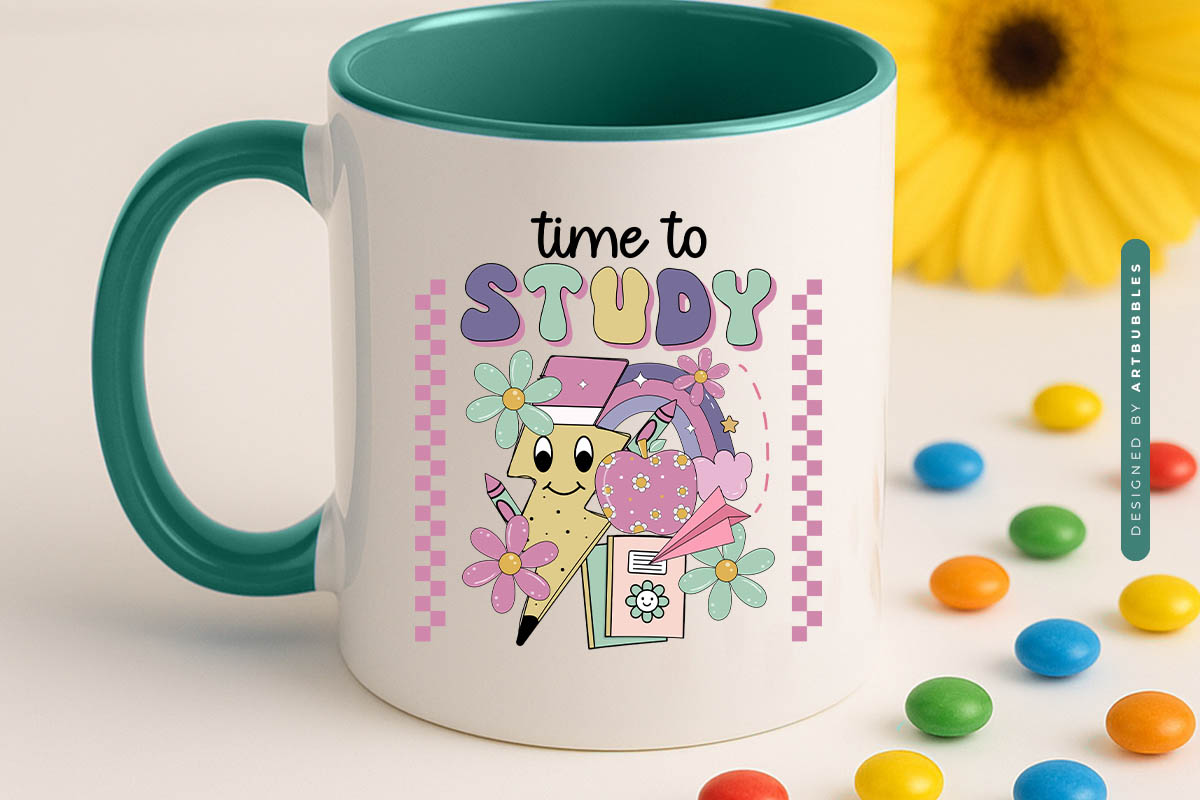 Time to Study - Back To School Sublimation Retro Mug Mockup Image.jpg
