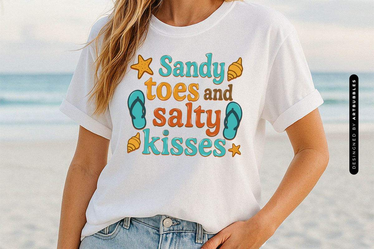 Sandy Toes and Salty Kisses - Summer Sublimation T-shirt Mockup Image.jpg