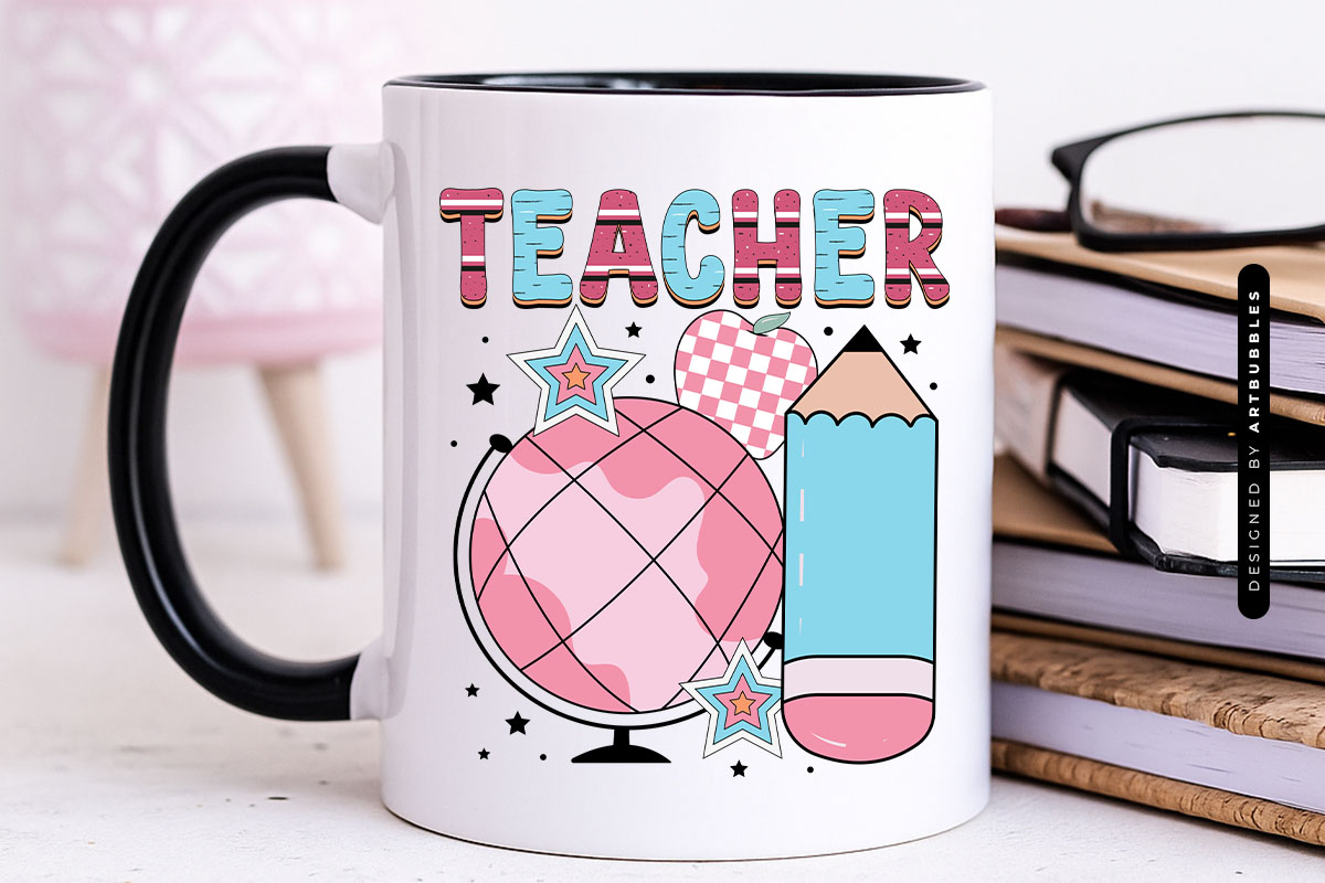 Funny Retro Teacher Sublimation PNG Mug Mockup Image.jpg