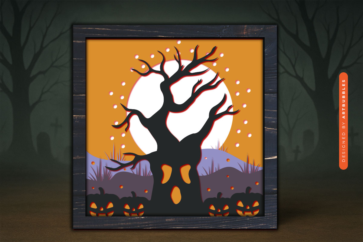 Paper Cut Halloween Pumpkin Shadow Box SVG Image 3.jpg