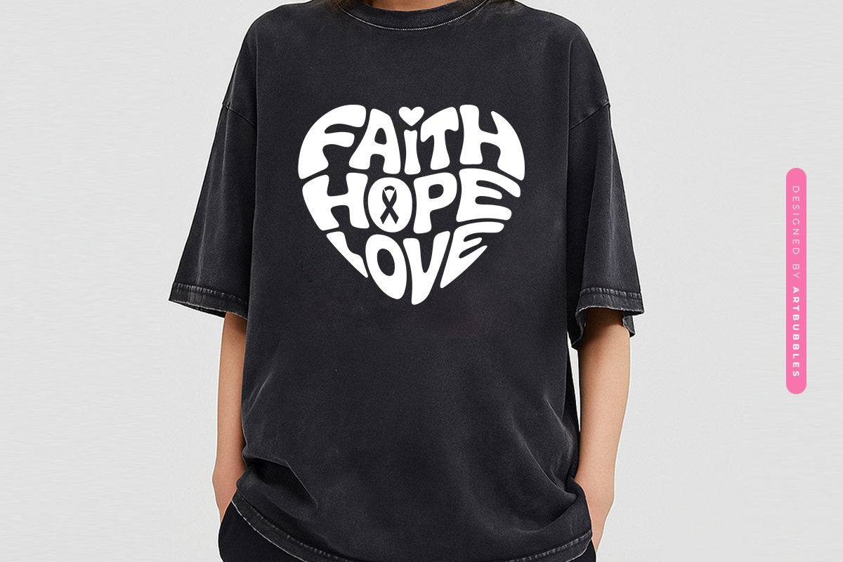 Faith Hope Love - Retro Breast Cancer SVG File Tshirt Mockup Image.jpg