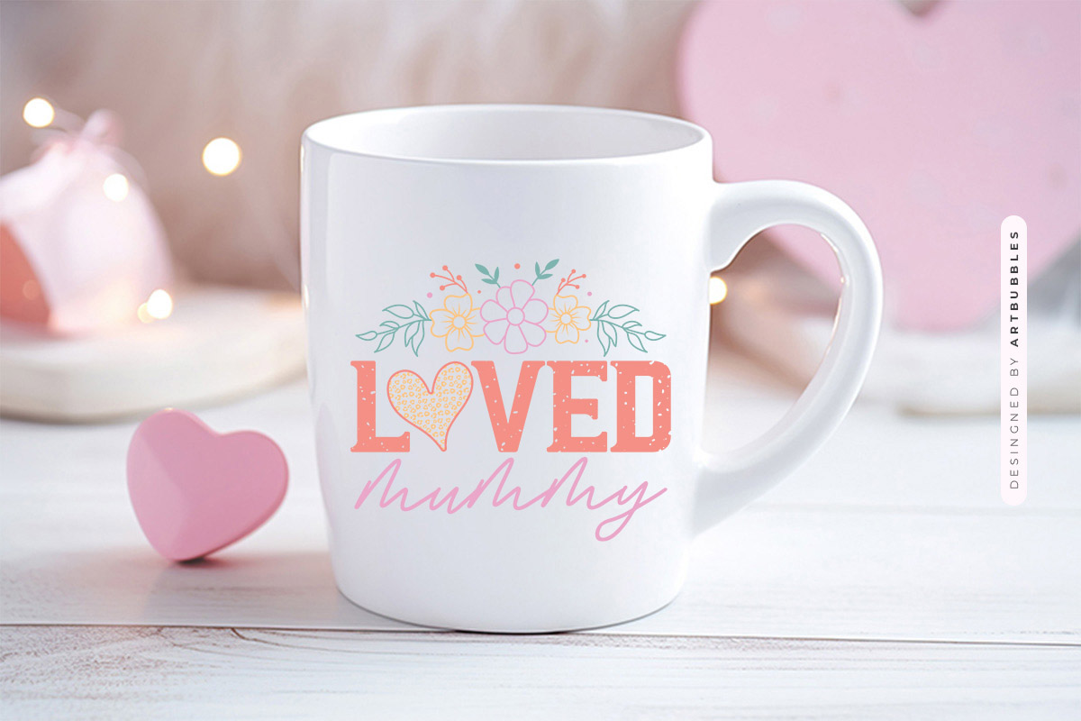 Loved Mummy - Floral Mothers Day PNG Sublimation Mug Mockup Image.jpg