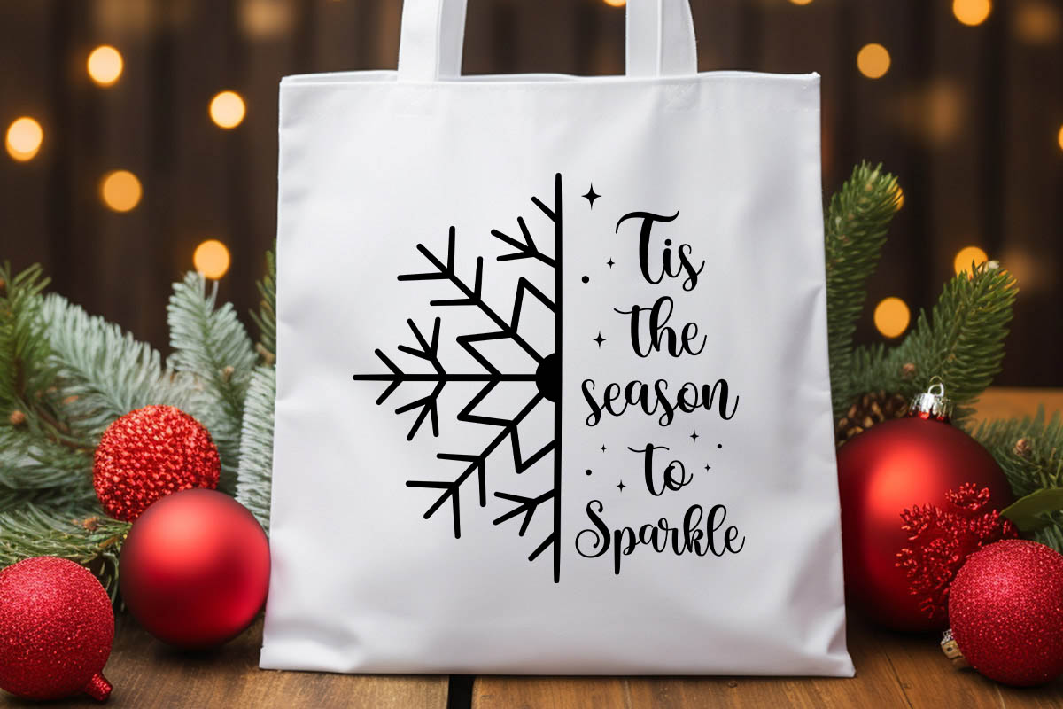 Tis the Season to Sparkle - Trendy Christmas SVG Tote Bag Mockup image.jpg