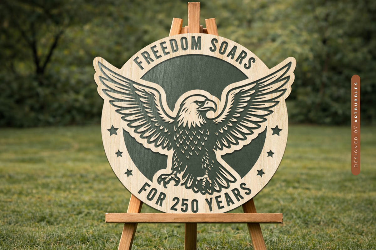 Laser Cut 250 Years of America Coaster SVG