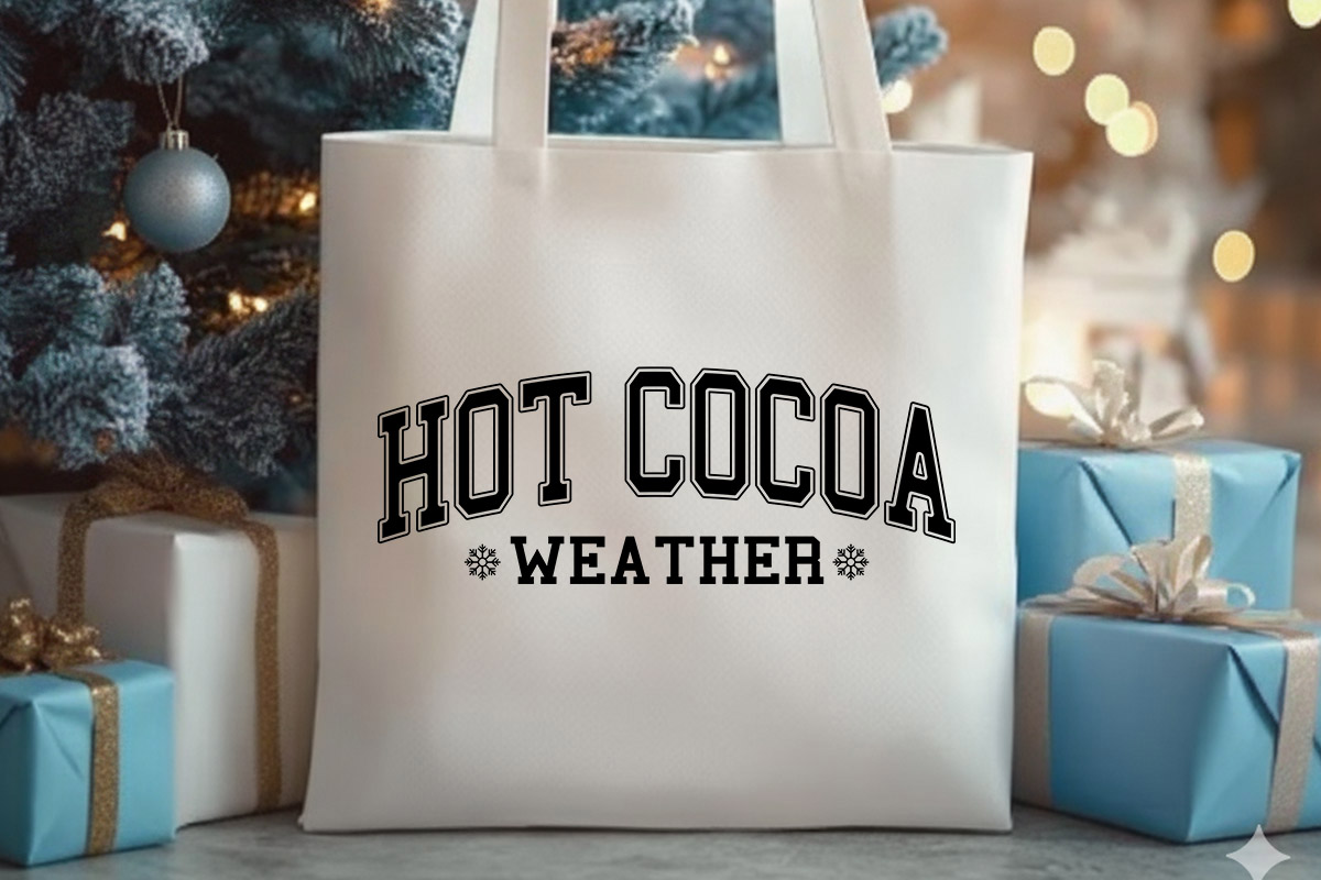 Hot Cocoa Weather - Winter Cricut SVG Tote Bag Mockup image.jpg