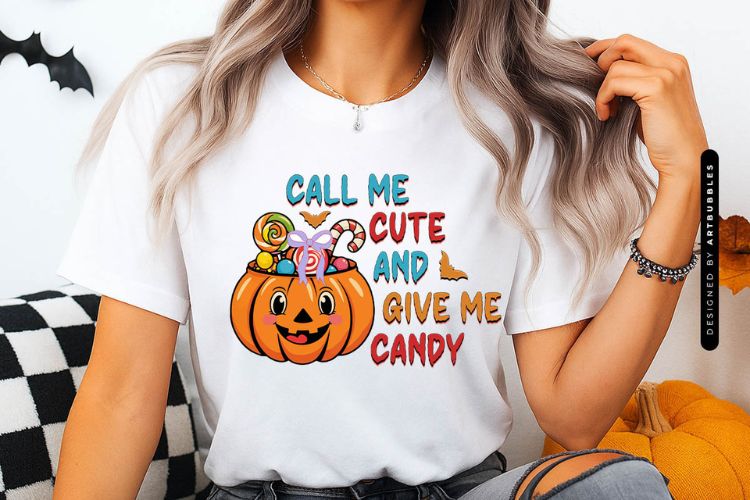 Call Me Cute and Give Me Candy - Halloween Coquette PNG