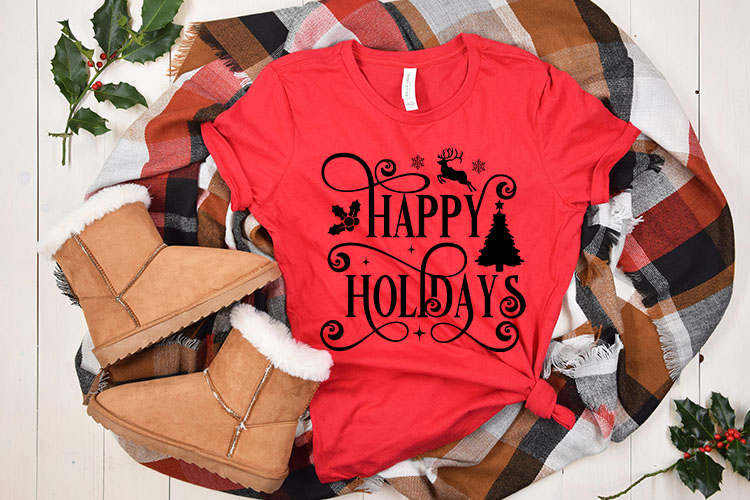 Happy Holidays - Christmas SVG Free Tshirt Mockup Image.jpg