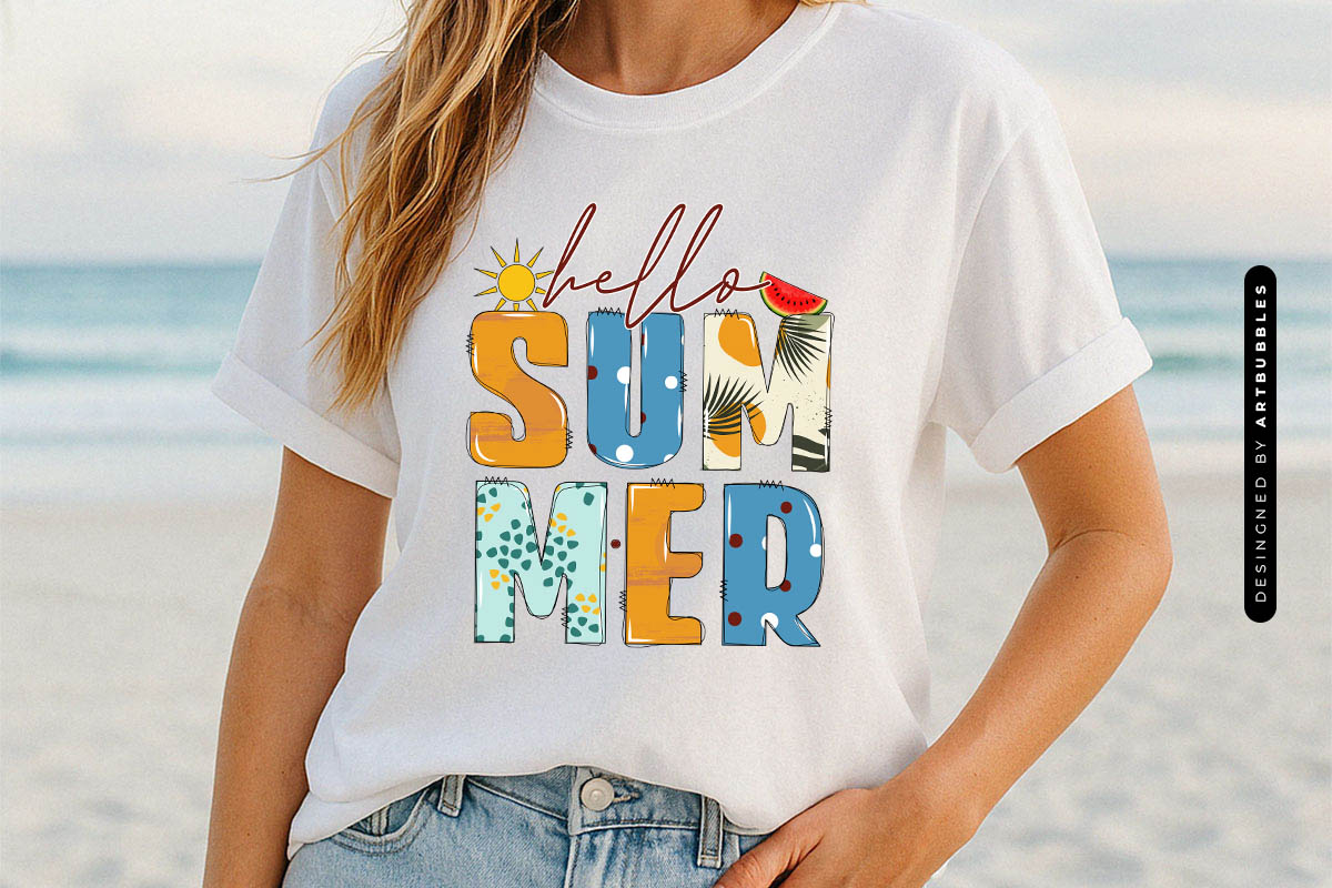 Hello Summer PNG Sublimation Design Shirt Mockup Image.jpg