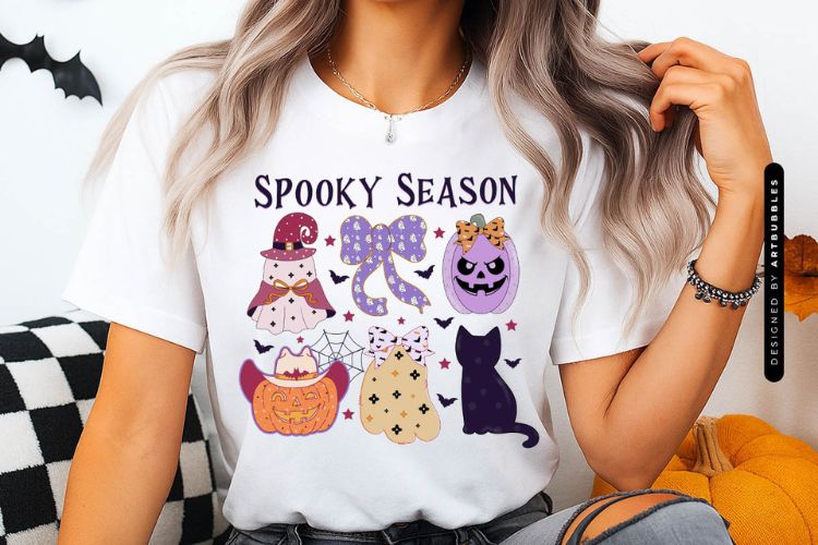 Spooky Season - Coquette Halloween PNG Sublimation Shirt Mockup Image.jpg