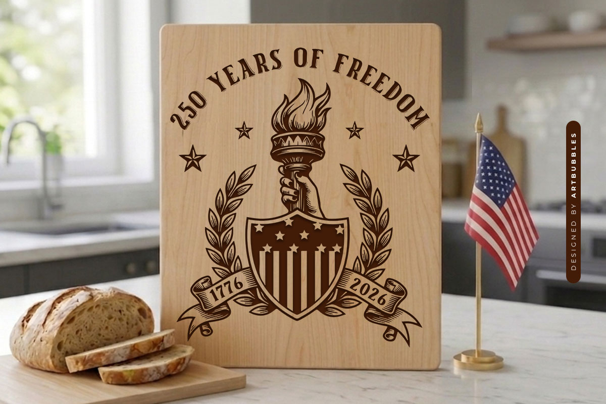 250 Years of Freedom Cutting Board SVG File