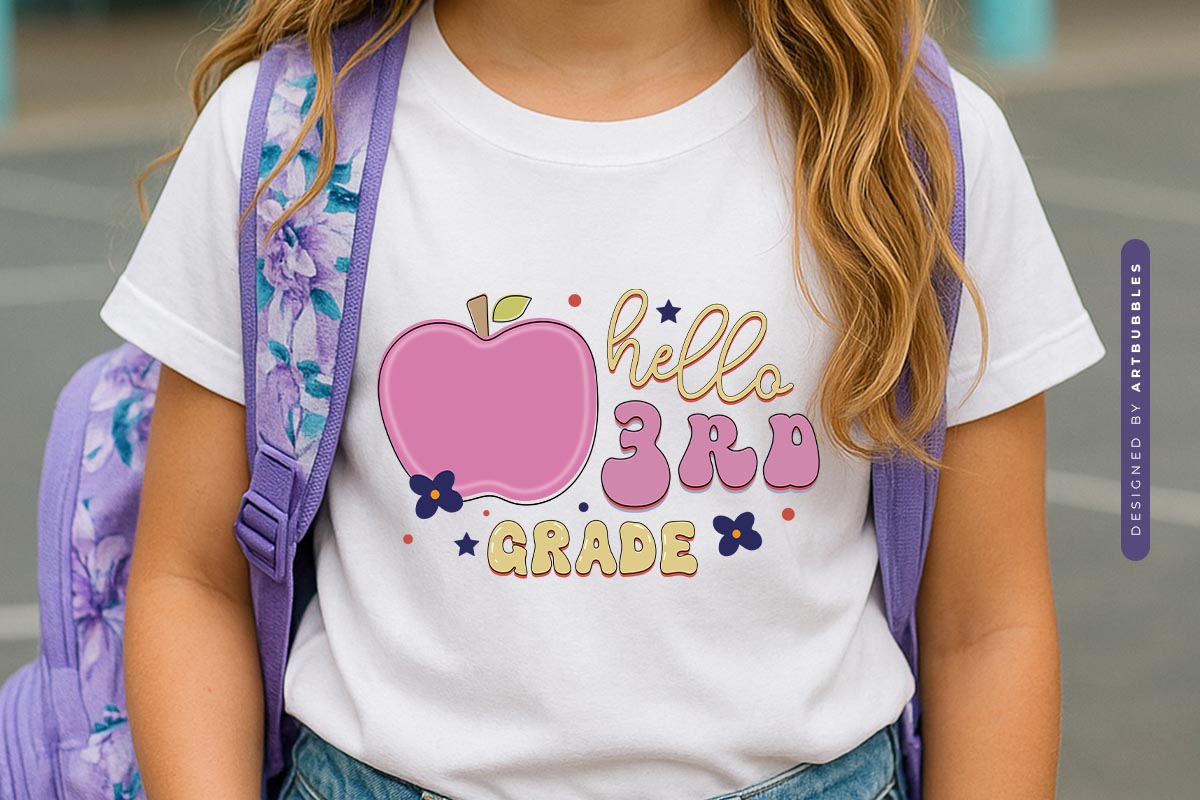 Hello 3rd Grade - Back to School Retro Sublimation Print