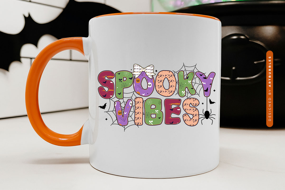 Spooky Vibes - Coquette Halloween Sublimation Mug Mockup Image.jpg