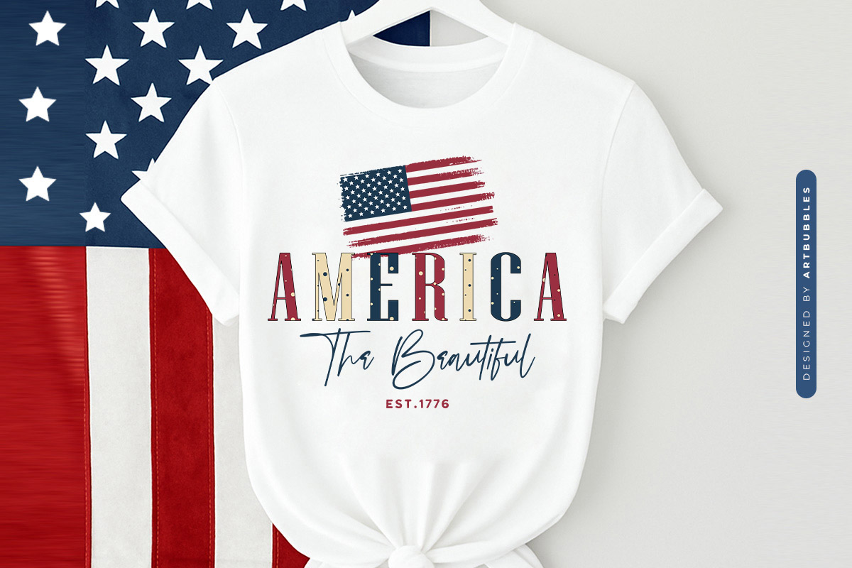 America the Beautiful Est - 4th of July PNG Tshirt Mockup Image.jpg