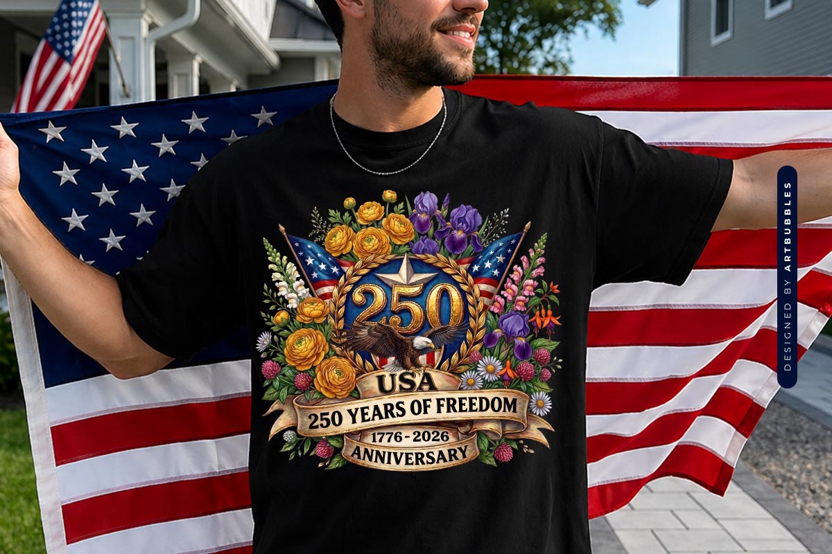 USA 250 Years of Freedom PNG Sublimation Shirt Mockup Image.jpg