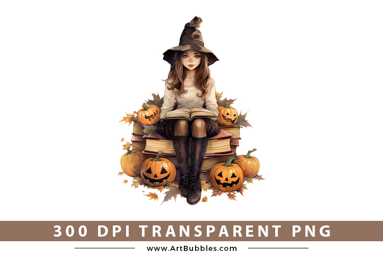 Beautiful Witch Watercolor Sublimation Design