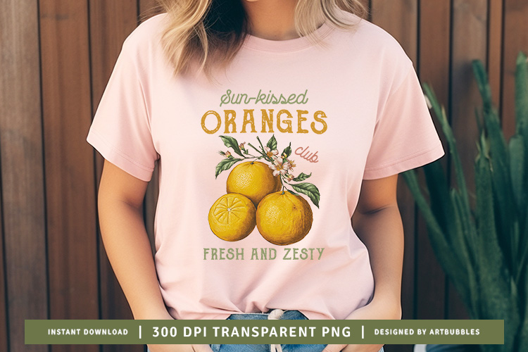 Oranges Club - Vintage Fruit Sublimation Design