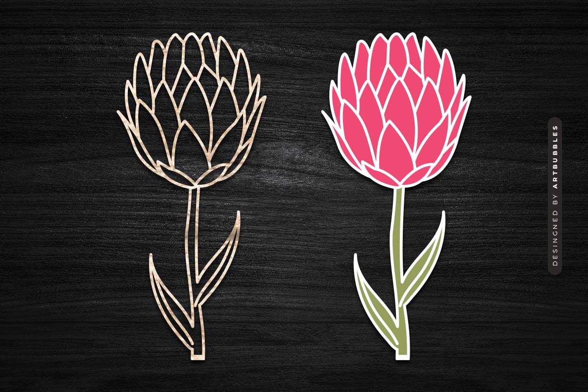 Hand-Drawn Protea Vector Laser Cut SVG Image.jpg