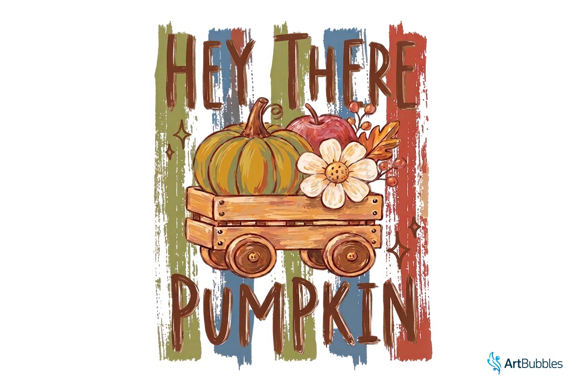 Hey There Pumpkin - Striped Fall PNG Design