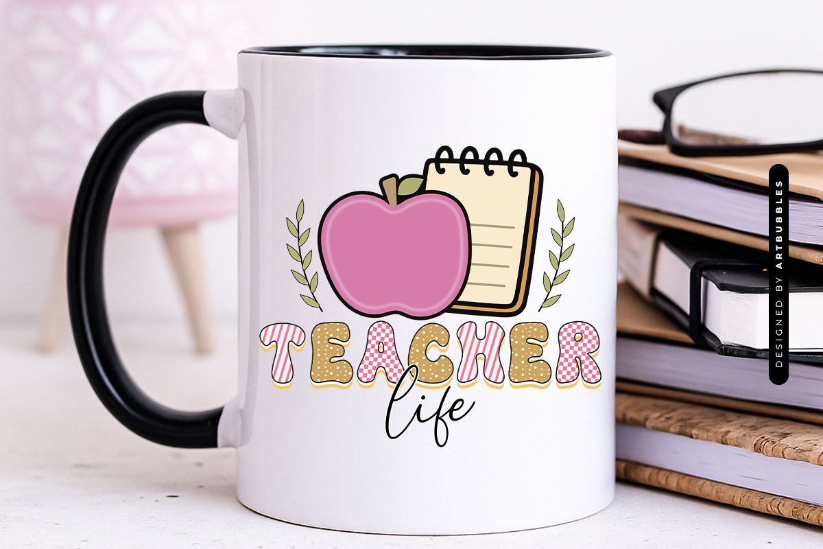 Retro Teacher Life Sublimation Transfer Mug Mockup Image.jpg