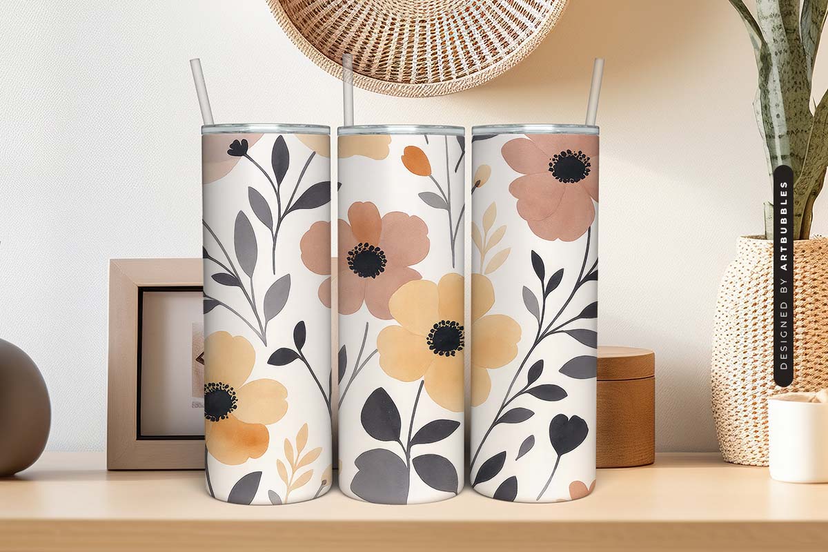 Boho Flower 20oz Tumbler Wrap Sublimation PNG Image 2.jpg