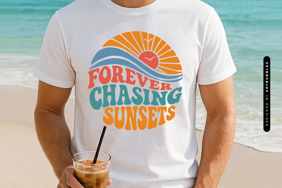 Forever Chasing Sunsets - Funny Summer SVG Shirt Mockup Image.jpg