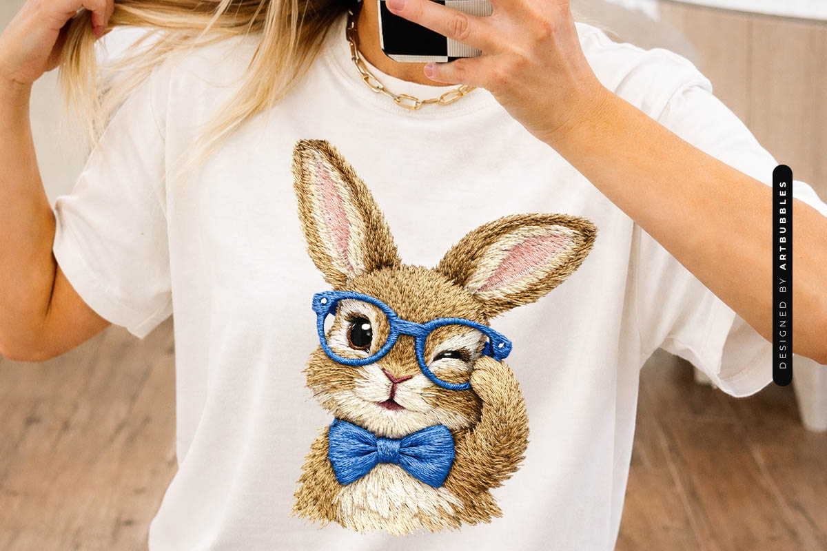 Faux Yarn Bunny Easter Sublimation Print