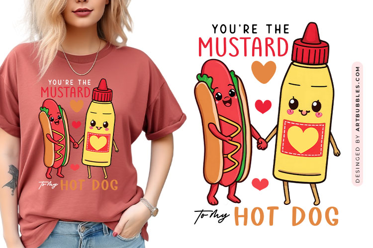 You're the Mustard to My Hot Dog - Funny Food Valentine PNG