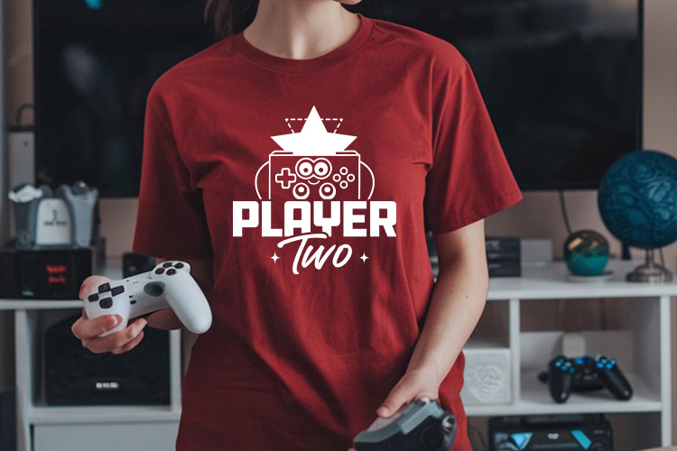Player Two - Gaming SVG DXF EPS PNG Design T-shirt Mockup image.jpg