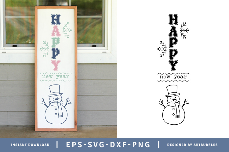 Happy New Year - Winter Porch Sign SVG Cut File Image.jpg