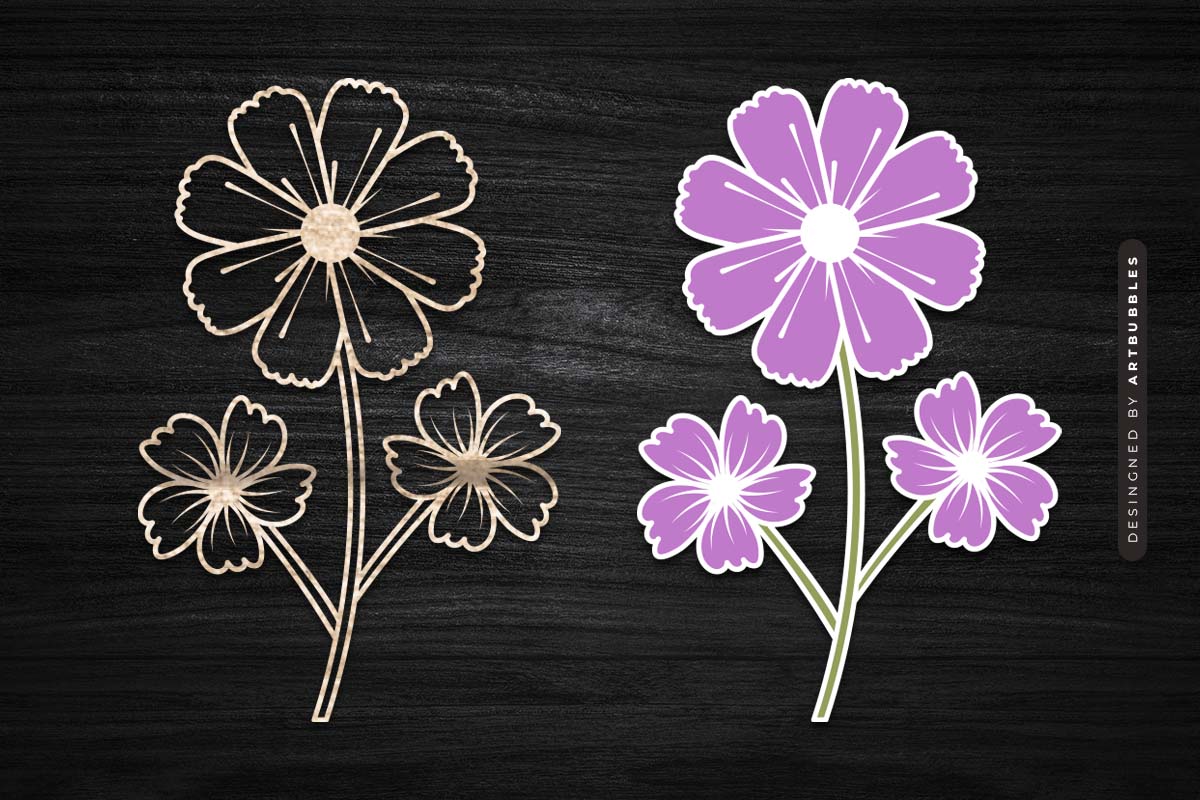 Cosmos Flower Laser SVG Cut File Image.jpg