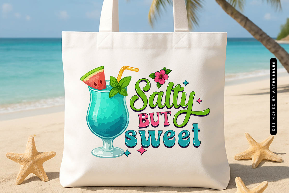 Salty but Sweet - Summer Sublimation PNG Tote Bag Mockup Image.jpg