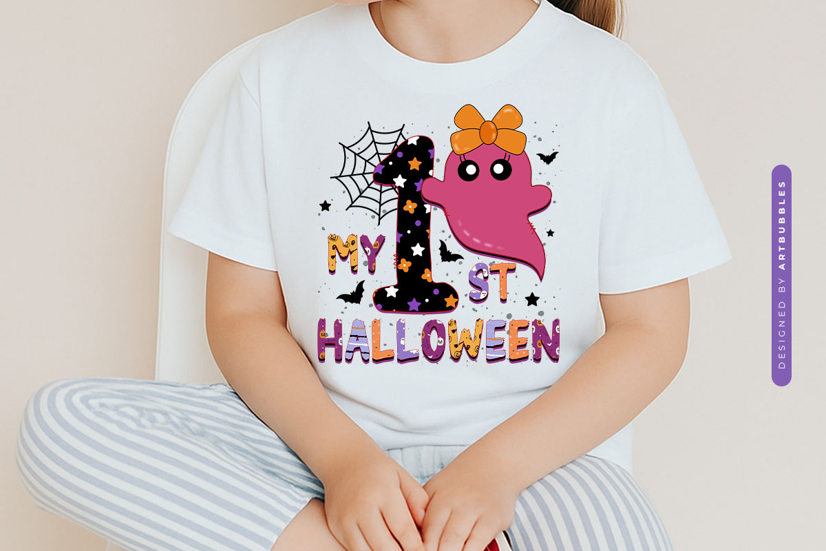 My 1st Halloween Coquette Sublimation Design Tshirt Mockup Image.jpg