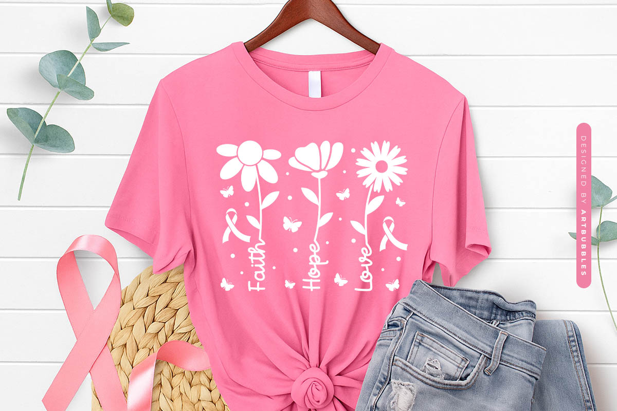 Faith Hope Love - Floral Breast Cancer SVG Tshirt Mockup Image.jpg