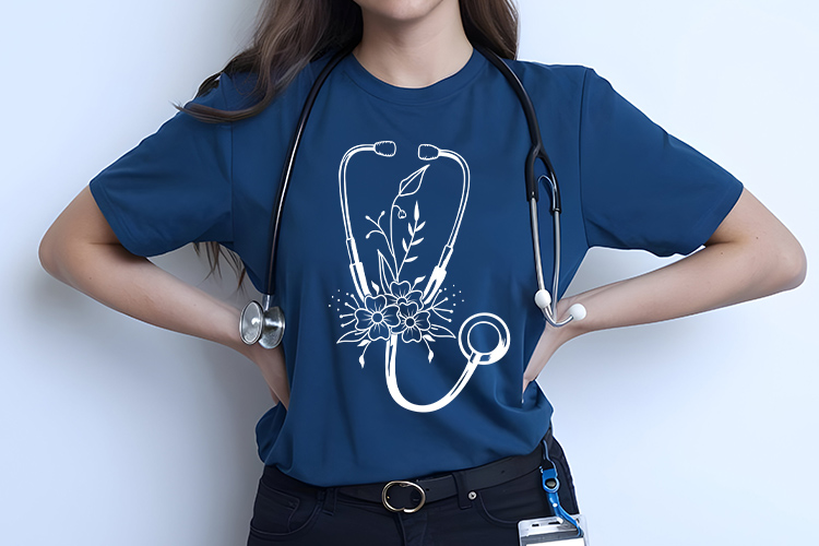 Hand Drawn Floral Stethoscope Clip Art SVG Shirt Mockup Image.jpg