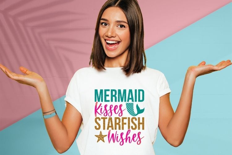 Mermaid Kisses Starfish Wishes - Summer PNG Design Shirt Mockup Image.jpg