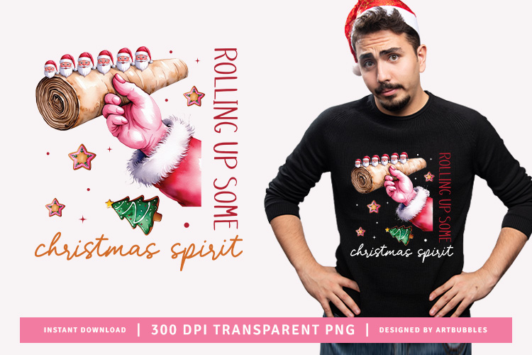 Pink Rolling Up Some Christmas Spirit Sublimation Image.jpg