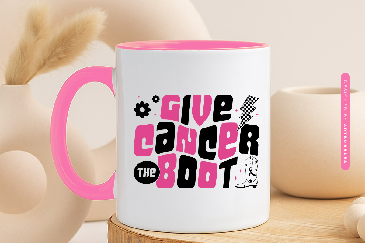 Give Cancer the Boot Retro SVG Cut File Mug Mockup Image.jpg