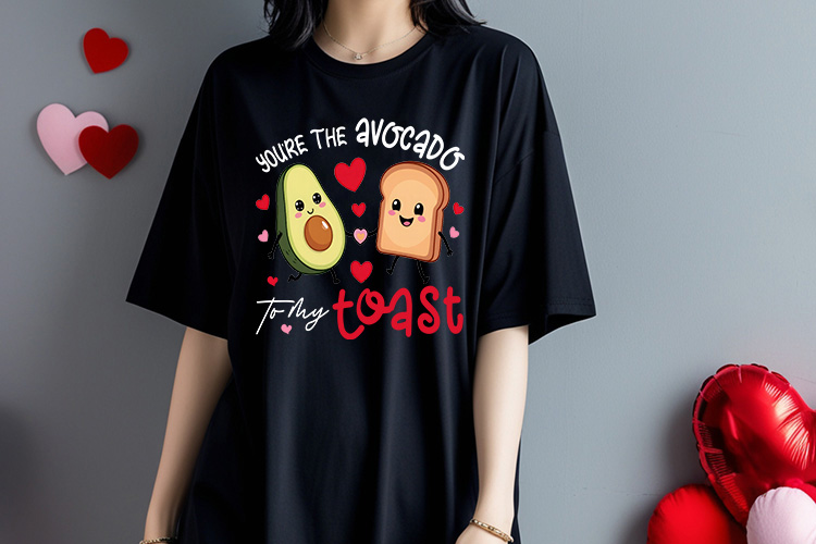 You're the Avocado to My Toast - Funny Valentine Food PNG Black Shirt Mockup Image.jpg