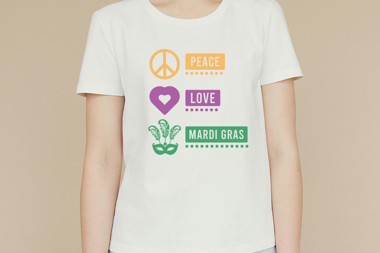 Peace Love Mardi Gras SVG Cricut Shirt Mockup Image.jpg