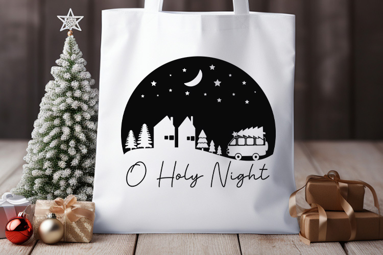 O Holy Night - Free Christmas SVG Design Tote Bag Mockup Image.jpg