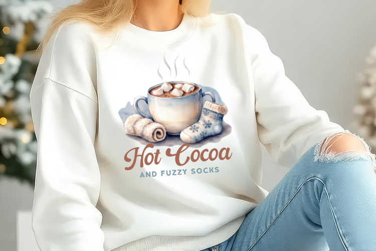 Hot Cocoa And Fuzzy Socks - Winter Sublimation Design Sweatshirt Mockup Image.jpg