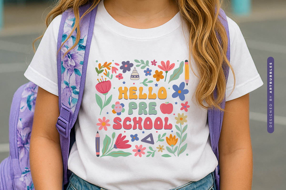 Hello Preschool - Retro Back To School Sublimation Print